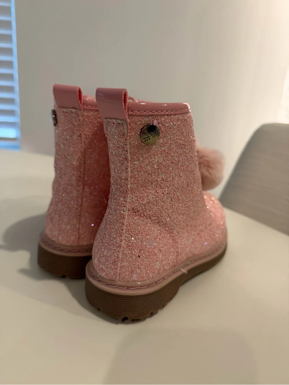 Sparkly Pink Pom Pom Girls' Boots
